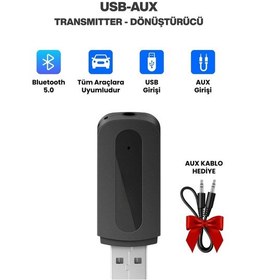 Resim Bt-13 Bluetooth Usb/aux 3.5mm Kablosuz Stereo Ses Müzik Alıcısı Oto Bluetooth Araç Kiti Adaptör 