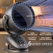 Resim Taşınabilir Akıllı Dijital Ekranlı 6 Hızlı Bıçaksız Fan, 3600mAh Büyük Kapasiteli Pil, USB Şarj, Ev, Ofis, Kamp ve Açık Hava Kullanımı İçin Giyilebilir Klipsli Fan, Plastik Malzeme, USB Çalıştırma, ≤36V Güç, Şarj Edilebilir Lityum Pil, Açık Hava Kamp Fanı | Modern Klipsli Fan | Dayanıklı Plastik Fan 