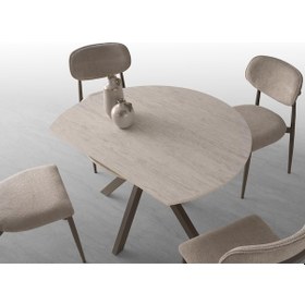 Resim Nova Polo Yuvarlak Açılır Mutfak Masa Sandalye Takımı 70x120cm Krem 