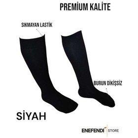 Resim Enefendi Anne Çorabı 2çift Dizaltı Lüx Kaliteli Pamuklu Burun Dikişsiz Sıkmayan Lastik Kadın Çorap Siyah Renkli 