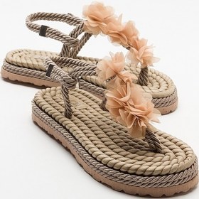 Resim Luvishoes Santra Koyu Bej Parmak Arası Kadın Sandalet Koyu Bej 