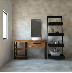 Resim Deryawood Larix Banyo Dolabı 40*100*76 Açık Ceviz Çok Renkli 