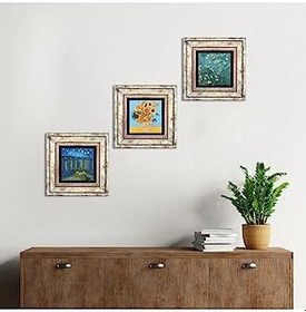 Resim Pinecone Stone Van Gogh Ren Nehri’nde Yıldızlı Bir Gece, On İki Ayçiçekli Vazo, Badem Ağacı Taş Duvar Tablosu - Çerçeveli Taş Tablo - Dekoratif Duvar Sanatı - Modern Ev ve Ofis Duvar Dekoru K3-506 