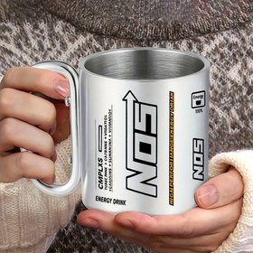 Resim 1 Adet NOS Enerji İçeceği Kupası, Sağlam 304 Paslanmaz Çelik Kulp, Isı ve Soğuk Tutma Özelliği - Kahve, Çay, Smoothie için İdeal, Enerji İçecekleri Hayranları & Aksiyon Spor Severler için Mükemmel Hediye, Yeniden Kullanılabilir İçecek Kabı, Cesur Logo Tasarımı, Yalıtımlı Termos, Dış Mekan Maceracılar için 