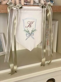 Resim Kişiye Özel İsimli Keten Banner / Kapı Süsü Çelenk - Bebek İsmi 