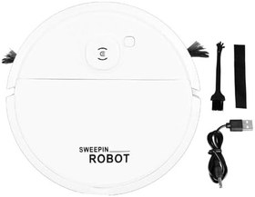 Resim Ev Robotu Temizleyici, Akıllı Güçlü Emiş Otomatik Süpürme Robotik Vakum, Ev Evcil Hayvan Saçları Için Fırçalı Sert Zemin Günlük Temizlik, Düşme Önleyici Sensörler, 20 Dakika 