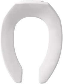 Resim Bemis 1955CT Ticari Ağır Hizmet Tipi Açık Ön Klozet Kapağı Geri Aramaları Asla Gevşetmez ve Azaltmaz, Uzatılmış, Plastik, Beyaz, 2'li Paket 