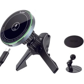 Resim Go-Des GD-WL289 MagSafe Manyetik Wireless Kablosuz Şarjlı 2 in 1 Araç Içi Telefon Tutucu 