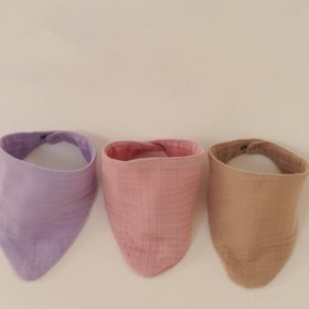 Resim elibaby %100 Pamuklu 8 Kat Muslin Kumaş Çift Çıtçıtlı 3'lü Kız Bebek Mama Önlüğü/ağız Mendili Fular 