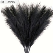 Resim 25 adet Yapay Pampas Çim - Yüksek, Gerçekçi ve Kabarık Siyah Pampas Çim, Bohem Ev Dekoru, Düğün, Nişan ve Vazo Dolu için İdeal - Oturma Odası, Banyo ve Çiçek Dizileri, Düğün Dekoru için İdeal | Bohem Tarzı | Yapay Çiçekler, Pampas Çim Dekoru 