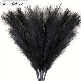 Resim 25 adet Yapay Pampas Çim - Yüksek, Gerçekçi ve Kabarık Siyah Pampas Çim, Bohem Ev Dekoru, Düğün, Nişan ve Vazo Dolu için İdeal - Oturma Odası, Banyo ve Çiçek Dizileri, Düğün Dekoru için İdeal | Bohem Tarzı | Yapay Çiçekler, Pampas Çim Dekoru 