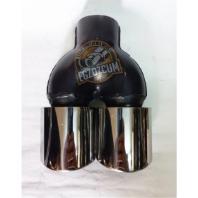 Resim 76 mm Paslanmaz Krom Yassı Kesik Eşit Çiftli Egzoz Ucu Eksoz 