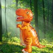 Resim Büyük 3D Yürüyen T-Rex Balon - Turuncu Dinozor Şişirilebilir Yaz Orman Temalı Doğum Günü Partileri için, Kendini Mühürleyen Alüminyum Film, Elektrik Gerektirmez, Parti Dekorasyonu | Dinozor Temalı | Kendini Mühürleyen Balon 