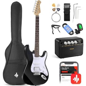 Resim Donner DST-100 Elektro Gitar Seti (Siyah) 