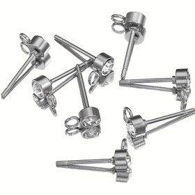 Resim 20 adet MINGXUAN Paslanmaz Çelik Taşlı Küpe Çekirdekleri Kaldırma Halkaları ile, DIY Takı Yapımı Aksesuarları 