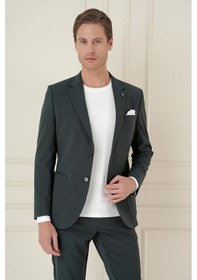 Resim Efor Slim Fit Torba Cep Esnek Spandex Karışımlı Düz Nefti Blazer Ceket C 696 Nefti 