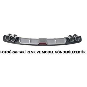 Resim Volkswgen Jetta Uyumlu Body Kit Difüzör 4 Çıkış Gri Yuvarlak 
