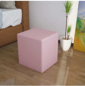 Resim Modilayn Doğa Kare Puf Tay Tüyü Kumaş, Sağlam Ahşap Iskeletli -pembe- 