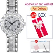 Resim Hanyang Gümüş Kutu Moda Kadın Bilezik Saatler Paslanmaz Çelik Taklidi Kristal Bayanlar Kuvars Izle Kadın Elbise Saat Dropshiping Montre Femme (Yurt Dışından) 