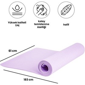 Resim Yumuşak Ve Kaymaz Yüzeyli Yoga & Pilates Matı - 6mm Kalınlık, Hafif Ve Taşınabilir Spor Matı Mor 