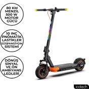 Resim Icotech ES80 Plus 80KM Menzilli 25Km Hız Süspansiyonlu Sinyalli Elektrikli Scooter 