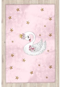 Resim Sevimli Kuğu Bambu Çocuk Halısı Pembe 