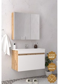 Resim Teta Home Mersin 80 Cm Mdf Banyo Dolabı Seti Atlantik Çam-beyaz Atlantik Çam - Beyaz 