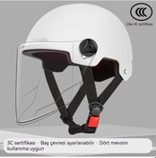 Resim 3c Sertifikalı Motosiklet Kask Erkekler Ve Kadınlar Yaz Mevsimleri Evrensel Açık Kask Beyaz - Titanyum 