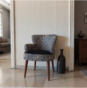 Resim Azra Mobilya Roma Modern Tekli Koltuk Berjer - Dijital Baskılı Kumaş - Ahşap Ayak - Leopar Desen 