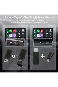 Resim Carplay Mini 2in1 Araç Kiti Kablosuz Carplay & Android Auto Adaptörü Hızlı Wifi 5.8ghz Bağlantı Bluetooth 