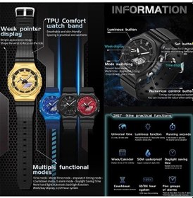 Resim Besthome1 Sekizgen Meşe El Lambası, Su Geçirmez Spor Çalar, Saat Erkekler İzle, Siyah Kırmızı Çok Renkli, Su Dayanıklı, Spor Sa Siyah 