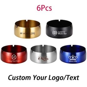 Resim Xuweiwei 6pcs Brushed Golden Kişiselleştirilmiş Oymalı Kül Tablası Özel Logo İle Kurumsal Hediyeler İçin 