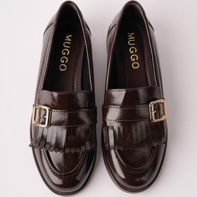 Resim Muggo Tassel Gold Tokalı Püsküllü Kadın Günlük Loafer Ayakkabı Kahverengi 