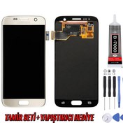 Resim Genos Samsung G930 S7 Lcd Ekran Gold Altın Montaj Kiti Hediye 