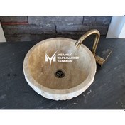 Resim Eskitme Traverten Dışı Patlatma Mini Lavabo 