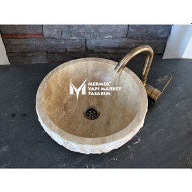 Resim Eskitme Traverten Dışı Patlatma Mini Lavabo 