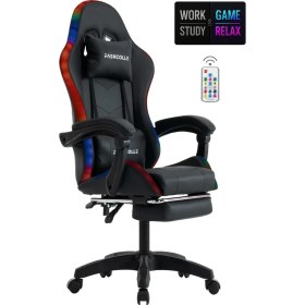 Resim Fashcolle Black Star Işıklı - Masaj Özellikli Oyuncu Koltuğu Black 