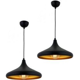 Resim Pera Siyah 2Li Modern Retro Sarkıt Mutfak Salon Avize-Sarkıt Seti 