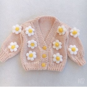 Resim İzmirblanket El Örgüsü Bebek Papatyalı Crop Hırka 