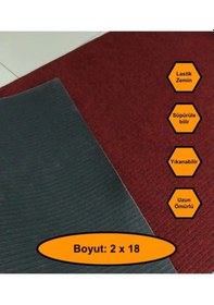 Resim Bordo Çelik Halı, Yolluk, Lastik Tabanlı, 2x18 Metre, Kaydırmaz Bordo 