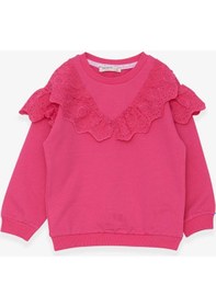 Resim Breeze Kız Çocuk Sweatshirt Güpürlü 4-8 Yaş, Pembe Pembe 