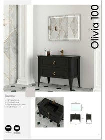 Resim Evros Olivia 100 Cm Banyo Dolabı Siyah 