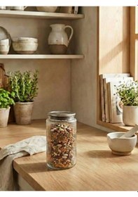 Resim Leelahome Metal Vakum Kapaklı Cam Saklama Kabı 2000 Ml Şeffaf 