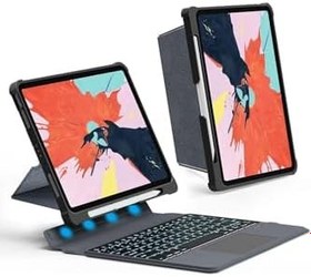 Resim Fogy Ipad Air 11 M3 Çipli 2025 ile Uyumlu Mag Touchpad Blutooth Işıklı Standlı Klavyeli Kılıf 