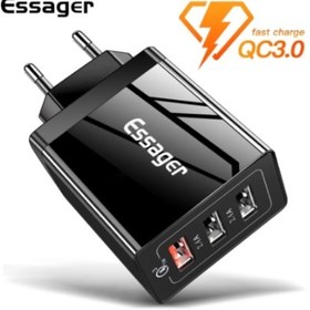 Resim essager 30w Qc3.0 3 Usb Cep Telefonu Hızlı Şarj Adaptörü 