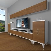 Resim Decoraktiv Ekoflex 9 Mdf Gold Tv Ünitesi Tv Sehpası - Beyaz - Ceviz 