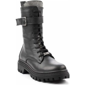 Resim Siyah Platin Leather Kadın Bot & Bootie K02178001603 Siyah Platin 