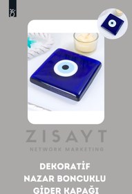 Resim zisayt Nazar Boncuklu Gider Kapağı, Cam Banyo Gider Kapağı, Nazar Boncuğu Dekor 