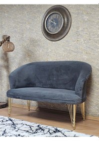 Resim Zafir İkili Teddy Gold Kaplama Telli Ayak Çay Seti Koltuk İkili Berjer , Balkon, Salon, Ofis Füme 