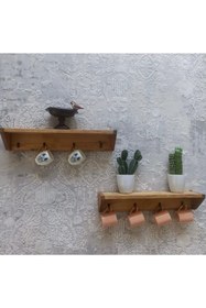 Resim woodhomeworks Gerçek Ahşap Dekor Raf 2 Adet 